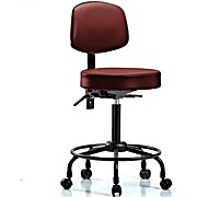 Vinyl Stool with Back - Medium Bench Height Taupe Supernova Vinyl