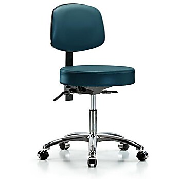 Vinyl Stool with Back Chrome - Marine Blue Supernova Vinyl