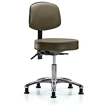 Vinyl Stool with Back Chrome - Marine Blue Supernova Vinyl