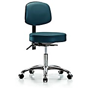 Vinyl Stool with Back Chrome - Marine Blue Supernova Vinyl