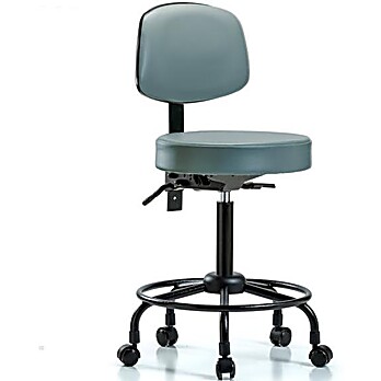 Vinyl Stool with Back - Medium Bench Height Storm Supernova Vinyl
