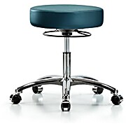 Vinyl Stool without Back Chrome - Marine Blue Supernova Vinyl