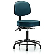 Vinyl Stool with Back - Marine Blue Supernova Vinyl