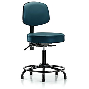 Vinyl Stool with Back - Marine Blue Supernova Vinyl