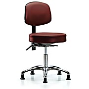 Vinyl Stool with Back Chrome - Taupe Supernova Vinyl