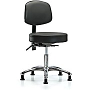 Vinyl Stool with Back Chrome - Carbon Supernova Vinyl