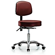 Vinyl Stool with Back Chrome - Taupe Supernova Vinyl