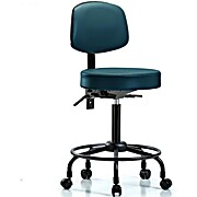 Vinyl Stool with Back - Medium Bench Height Marine Blue Supernova Vinyl
