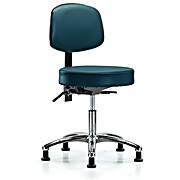 Vinyl Stool with Back Chrome - Marine Blue Supernova Vinyl