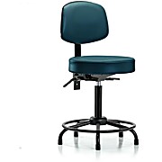 Vinyl Stool with Back - Medium Bench Height Marine Blue Supernova Vinyl