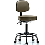 Vinyl Stool with Back - Medium Bench Height Marine Blue Supernova Vinyl
