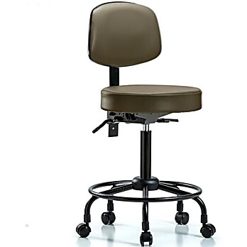 Vinyl Stool with Back - Medium Bench Height Marine Blue Supernova Vinyl