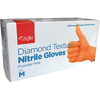 Diamond Textured Nitrile Gloves, Orange