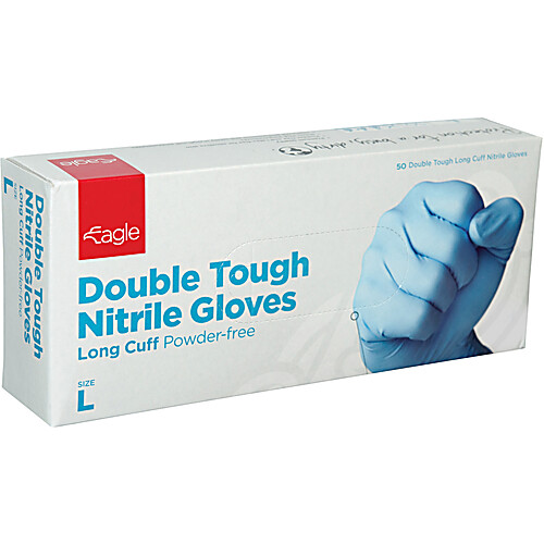 Double Tough Nitrile Gloves, Blue