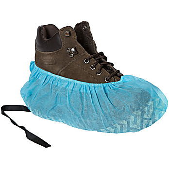 Polypropylene material with non-skid, non-conductive soles, and an anti-static carbon strip, this shoe cover is skid-resistant which improves traction and friction, One size fits all