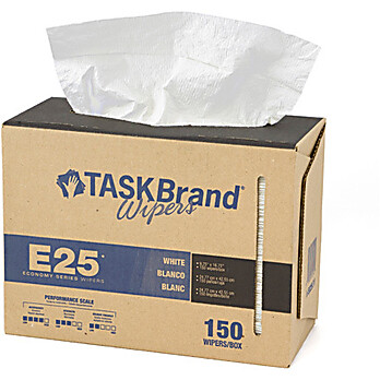 TaskBrand®CS E25 Economy Series 4 Ply Scrim Reinforced Wiper, White, 9.75"x16.75", Interfold