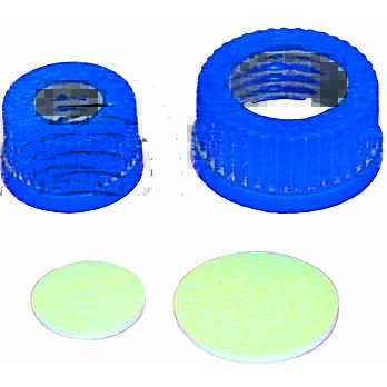 Polypropylene Caps, Open Top for PTFE Faced Silicone Septa 45mm Blue Cap