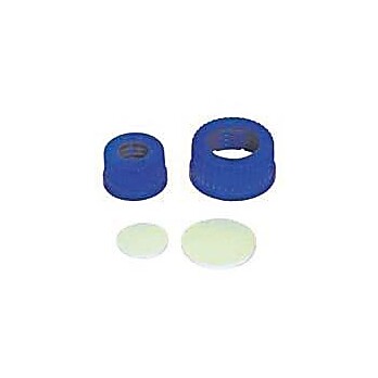 Polypropylene Caps, Open Top for PTFE Faced Silicone Septa 32mm Blue Cap