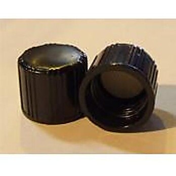 Blk Phenolic Screw Cap, 16mm Long Skirted - With Liner