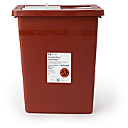 Sharps Container SharpSafety™ 8 Gallon Red Base / White Sliding Lid