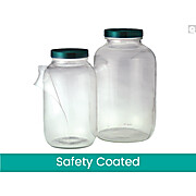 Wheaton® Safety Coated Clear Glass Bottles, 16 oz, Poly Lined Screw Caps,  case/24