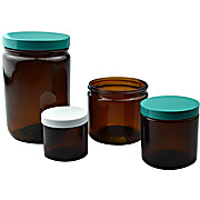 Amber Straight Sided Round Glass Jars