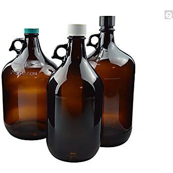 Amber Glass Jugs with molded finger grip