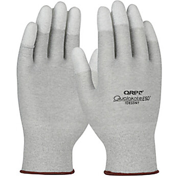 Seamless Knit Nylon/Carbon Fiber Electrostatic Dissipative (ESD) Glove with Polyurethane Coated Grip on Fingertips