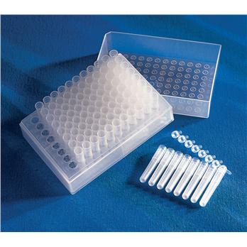 Corning® 96 Well Polyethylene Cluster Tube 8-Cap Strips, 12 Strips per Bag, Sterile