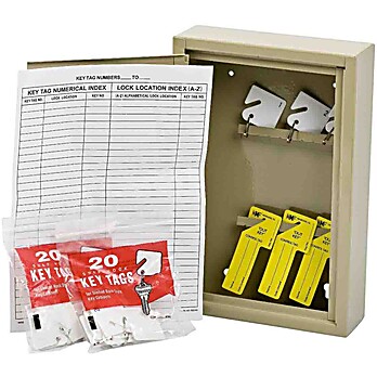 Wall Mounted Cabinet 30 Key Capacity 12.125 in H x 8 in W x 2.625 in D Tan