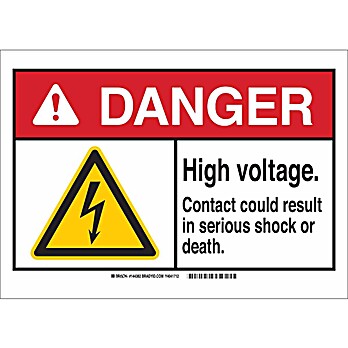 DANGER High Voltage. Contact Could Result In Serious Shock Or Death. Sign