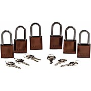Standard Safety Lockout Aluminum Padlock 1.5 in Aluminum Shackle KA Brown 6PK