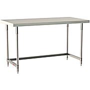Metro TableWorx Stationary Work Table, Type 316 Stainless Steel Surface, Stainless 3-Sided Frame, ALL SS FINISH