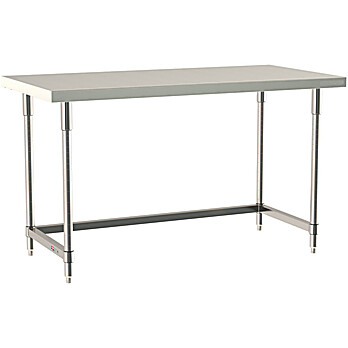Metro TableWorx Mobile Work Table, Type 304 Stainless Steel Surface, Stainless 3-Sided Frame, ALL SS FINISH