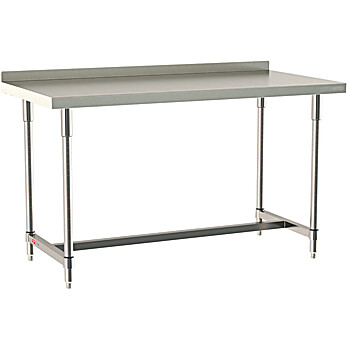 Metro TableWorx Mobile Work Table, Type 316 Stainless Steel Surface With Back Splash, Stainless I-Frame, ALL SS FINISH