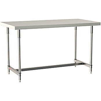 Metro TableWorx Stationary Work Table, Type 316 Stainless Steel Surface, Stainless I-Frame, ALL SS FINISH
