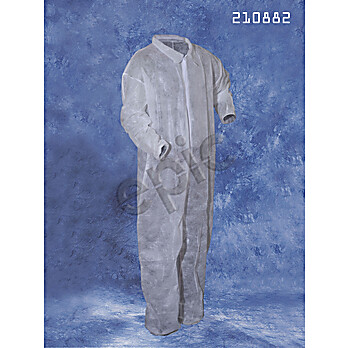 Coveralls, White, Latex free / low lint, zipper front entry, elastic wrists and elastic ankles