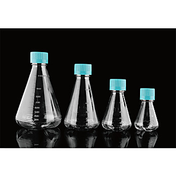 125 mL PC Conical Erlenmeyer Flaskss, with Baffles, Seal Caps, Sterile,1/pk, 24/cs