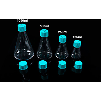 125ml PETG Erlenmeyer Flasks, Flat base, Vent Cap, Sterile,1/pk, 24/cs