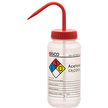 Performance Plastic Wash Bottle, Acetone, 500 ml - Labeled (4 Color)