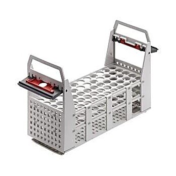 High grade plastic test tube rack, up to +100 °C, for 21 tubes 30 mm dia.