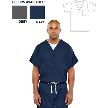 Polyester/Cotton Scrub Top in Navy with Pen Tabs