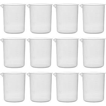Plastic Beaker with Molded Graduations, 1000mL, PK12