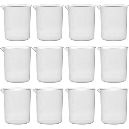 Plastic Beaker with Molded Graduations, 1000mL, PK12