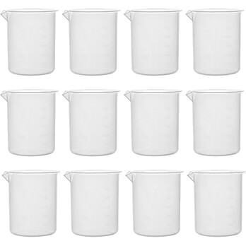 Plastic Beaker with Molded Graduations, 500mL, PK12