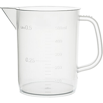 Plastic Pitcher, Short Form, Molded Graduations, 500mL