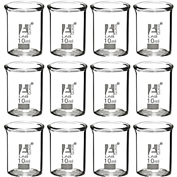 Glass Beakers, 10mL, Low Form, PK12