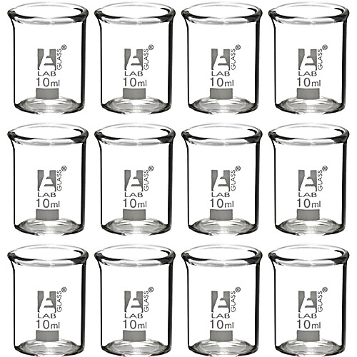 Glass Beakers, 10mL, Low Form, PK12