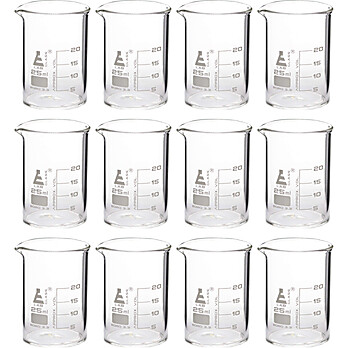 Glass Beakers, 25mL, Low Form, PK12