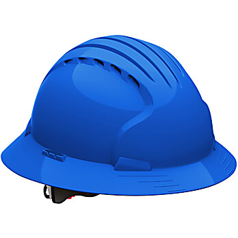 Vented, Full Brim Hard Hat with HDPE Shell, 6-Point Polyester Suspension and Wheel Ratchet Adjustment